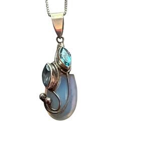 925 Sterling Silver Moonstone Topaz Pendant Necklace